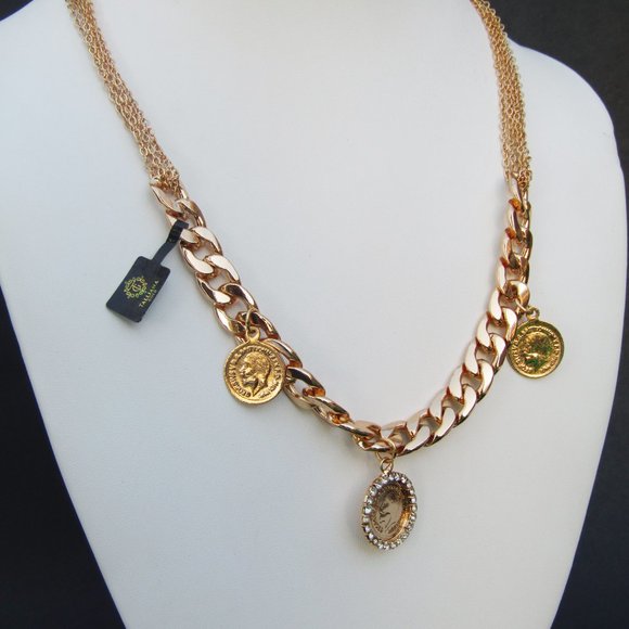 Talliana Gold Plated Coin Necklace Set Earrings Bracelet - Picture 3 of 6